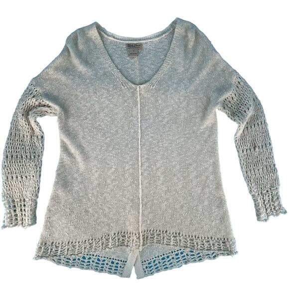Lucky Brand Delicate Open-Knit Chunky Textured Popover Sweater Cream Size Medium - Picture 5 of 15